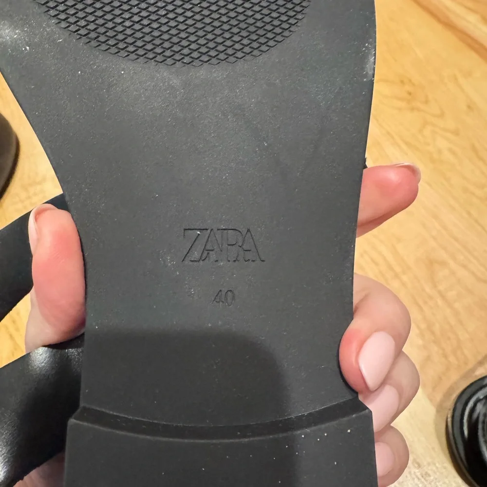 Zara Black Leather Woven Ankle-Strap Sandals - Picture 5 of 5